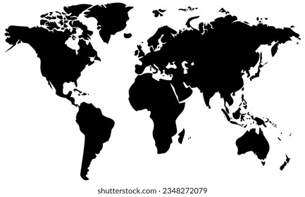 Illustration vector graphic of earth map silhouette on isolated white background. Perfect for design elements, map, design elements, etc.