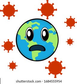 Illustration vector graphic of 
the earth that was attacked by a virus. Perferct for health, prevention, etc.