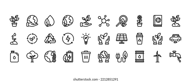 Illustration vector graphic of ecology line icons, 30 icon collection