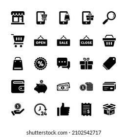 illustration vector graphic of e-commerce icons, perfect for website mobile apps, the set design of e-commerce icons, shopping icons.