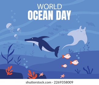 illustration vector graphic of ecosystem on the seabed, perfect for international day, world ocean day, celebrate, greeting card, etc.