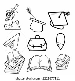 Illustration vector graphic of Education Icon with Line Style.  Perfect for graduation, education, school, doodle kids, etc.