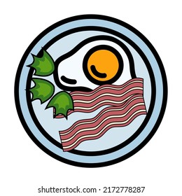 Illustration Vector Graphic of egg bacon dish, plate food icon