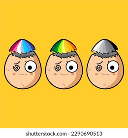 illustration Vector graphic  of an egg showing its funny facial expression. Good for nutrition, food, toys, egg, etc