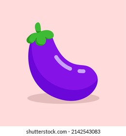 Gráfico vectorial de ilustración de berenjena. Estilo berenjena plano aislado en un fondo rosa. La ilustración es adecuada para banners de páginas web de aterrizaje, volantes, pegatinas, tarjetas, etc.