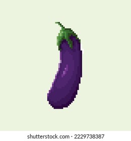 Vektorgrafik von Auberginen mit Pixelart Stil, gut für Ihr Projekt oder kann auf dem Hintergrund verwendet werden.