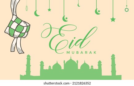 illustration vector graphic of Eid Al-Fitr or Mubarak Day, a celebration carried out by the Islamic religion