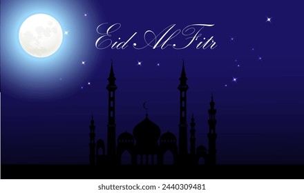 illustration vector graphic of Eid Al-Fitr or Mubarak Day, a celebration carried out by the Islamic religion