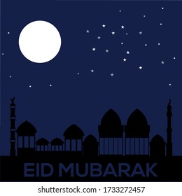 Illustration Vector Graphic of Eid Mubarak Moslem