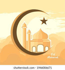 illustration vector graphic of eid mubarak paradise wallpaper