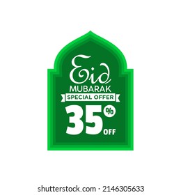 Illustration Vector Graphic of Eid Mubarak Special Offer 35% Off