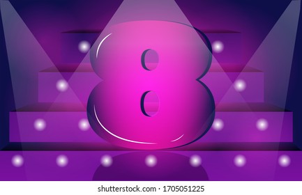 Vector de ilustración de ocho estrellas gráficas en escena