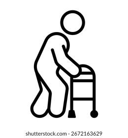 Illustration Vektorgrafik von Älterer Mann mit Walker