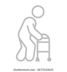 Illustration vector graphic of Elderly Man with Walker