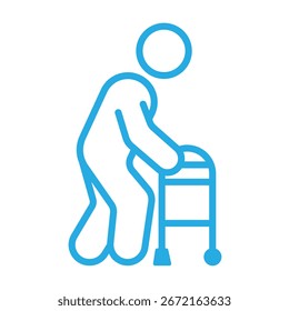 Illustration vector graphic of Elderly Man with Walker