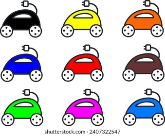 illustration vector graphic of electric car icon set