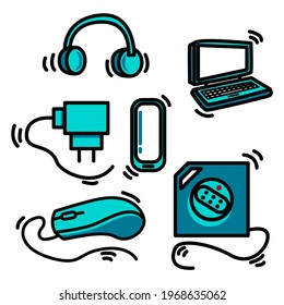 Illustration vector graphic of electronic doodle good for backgroung , icon ,poster , book cover.