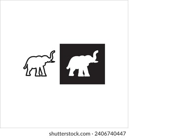 Illustration vector graphic of elephant icon, white and black background