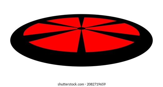 Illustration vector graphic of ellipse circle icon. Black and red color. Wheel image. Circle image. Simple flat image. Transparent background