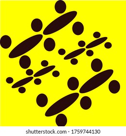 illustration vector graphic of the ellipse with the other ellipse is on the other side or outside concept design with yellow background