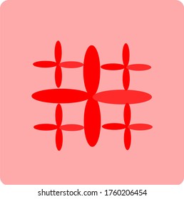 
illustration vector graphic of elliptical combination concept design with red background