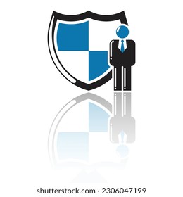 illustration vector graphic of employee insurance, shield and employee icon, perfect for protection, insurance, work protection, and etc