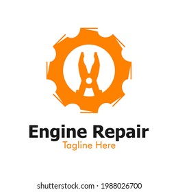 Gráfico del vector de ilustración del logotipo de reparación del motor. Perfecto para el Centro de servicios