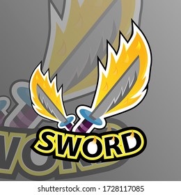 Illustration vector graphic of Esport logo double sword fire.