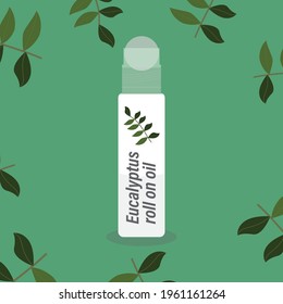Illustration vector graphic of Eucalyptus oil open roll on oil