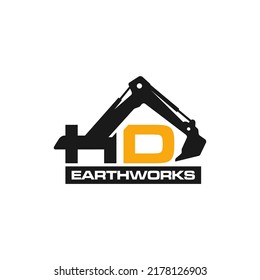 Illustration Vector Graphic Of Excavator Construction, Excavator Earthworks, And Heavy Equipment Logo Design Template 