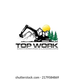 Illustration Vector Graphic Of Excavator Construction, Excavator Earthworks, And Heavy Equipment Logo Design Template 