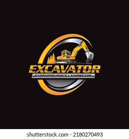 Illustration Vector Graphic Of Excavator Construction, Excavator Earthworks, And Heavy Equipment Logo Design Template 