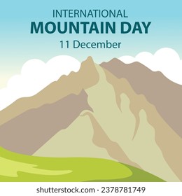 illustration vector graphic of expanse of mountains and green grasslands, perfect for international day, international mountain day, celebrate, greeting card, etc.