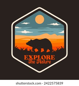 
Illustration vector graphic of EXPLORE THE NATURE WILD ANIMAL EXPLORE THE OUTDOORS LANDSCAPE for apparel design merchandise, such as logos on product packaging
