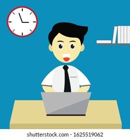 illustration vector graphic of expression cartoon character businessman when getting a job. happy