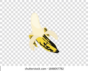 Vektorgrafik extra reifer Banane einzeln auf transparentem Hintergrund. Transparentes Gitter. Vektorgrafiken, transparenter Gitterhintergrund. Stock-Vektorgrafik eps10. 


