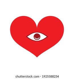 Gráfico vectorial de ilustración de un ojo y un corazón 