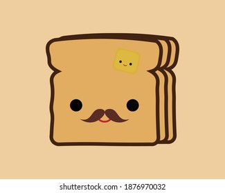 illustration vector graphic of face of bread good for children's products