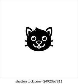 Illustration vector graphic of face cat icon, black and white