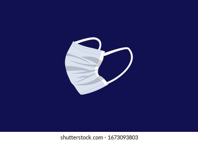 Illustration Vector Graphic Of Face Pollution Mask. Surgical Mask Vector Illustration Graphic Design. Wuhan Virus Disease With Mask. Good For Template Background, Banner, Poster, Etc.  Covid-19.
