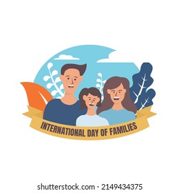 illustration vector graphic of the family is smiling happily, perfect for international day of families, celebrate, greeting card, etc.