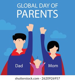 illustration vector graphic of the family wears flying robes, perfect for international day, global day of parents, celebrate, greeting card, etc.