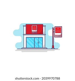 Illustration vector graphic of famous mini market in indonesia. Perfect for social media feed, wallpaper on the website, UI design, etc.