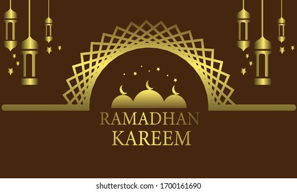 illustration vector graphic of fancy Ramadan gold luxury theme for background
