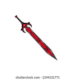 Ilustración vectorial gráfico de diseño de espada fantasía negro rojo perfecto para el juego MMORPG