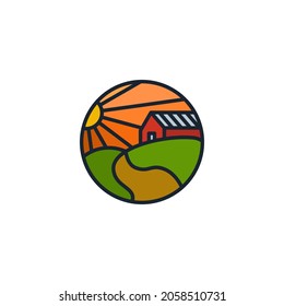 Illustration Vector Graphic of Farm Garden with Sun. Good for natural agricultural products