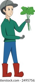 Ilustración Vector Gráfico de hombres agricultores