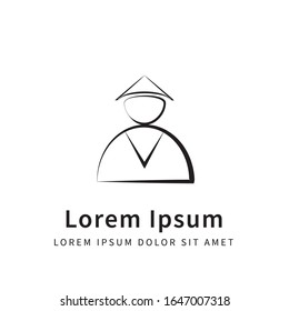 Ilustración vectorial gráfico de granjero. Plantilla de logotipo para empresas agrícolas perfecta