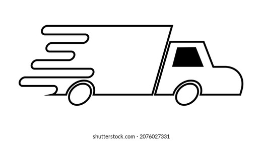Illustration vector graphic of fast delivery truck. Black color image. Great for app icons and delivery services. Simple flat image. 
