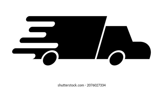Illustration vector graphic of fast delivery truck. Black color image. Great for app icons and delivery services. Simple flat image. 